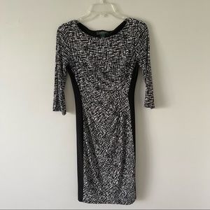 Lauren Ralph Lauren black white gray career dress